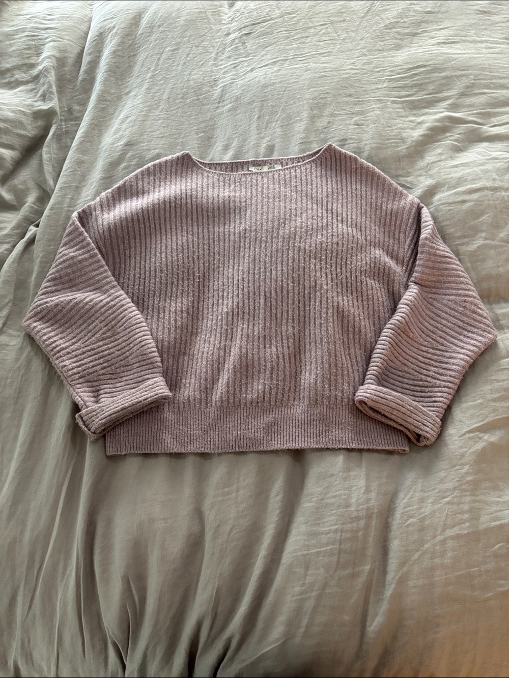 Dex Dusty Lavender Ribbed Boxy Crewneck Sweater